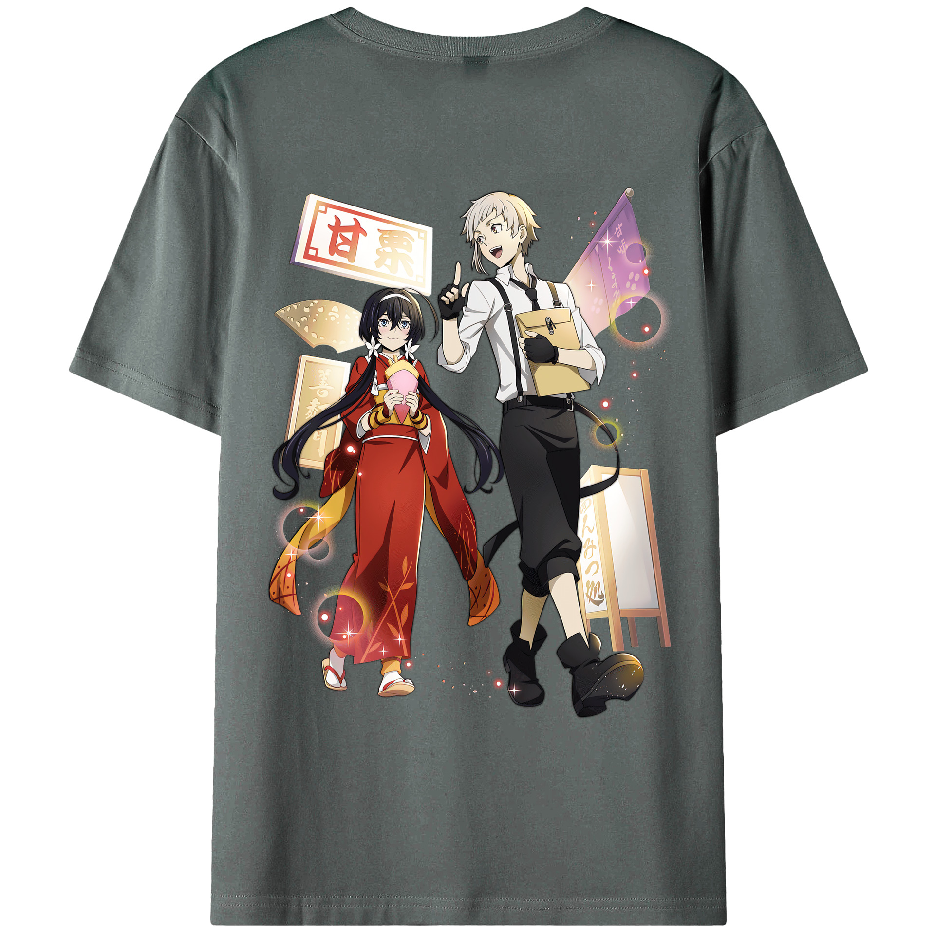 （画像用） 文豪ストレイドッグス Bungo Stray Dogs 綿100％ メンズ半袖Tシャツ（バックプリント） 通気性